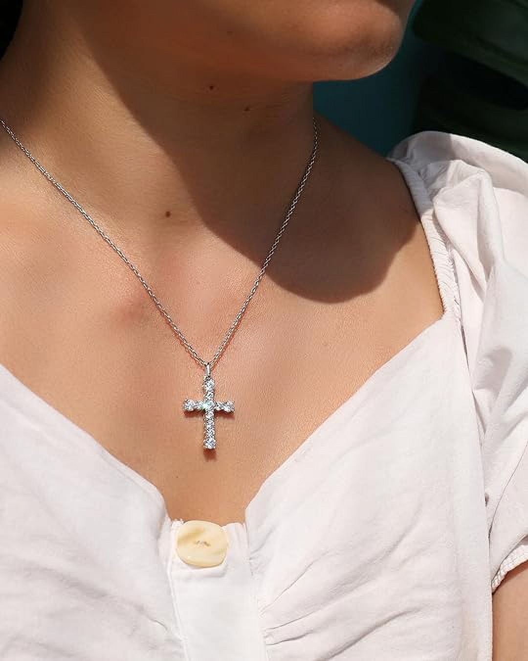 Sterling Silver Cross Necklace for Women Gold Plated Cross Pendant Necklace Cross Layered Necklace for Women