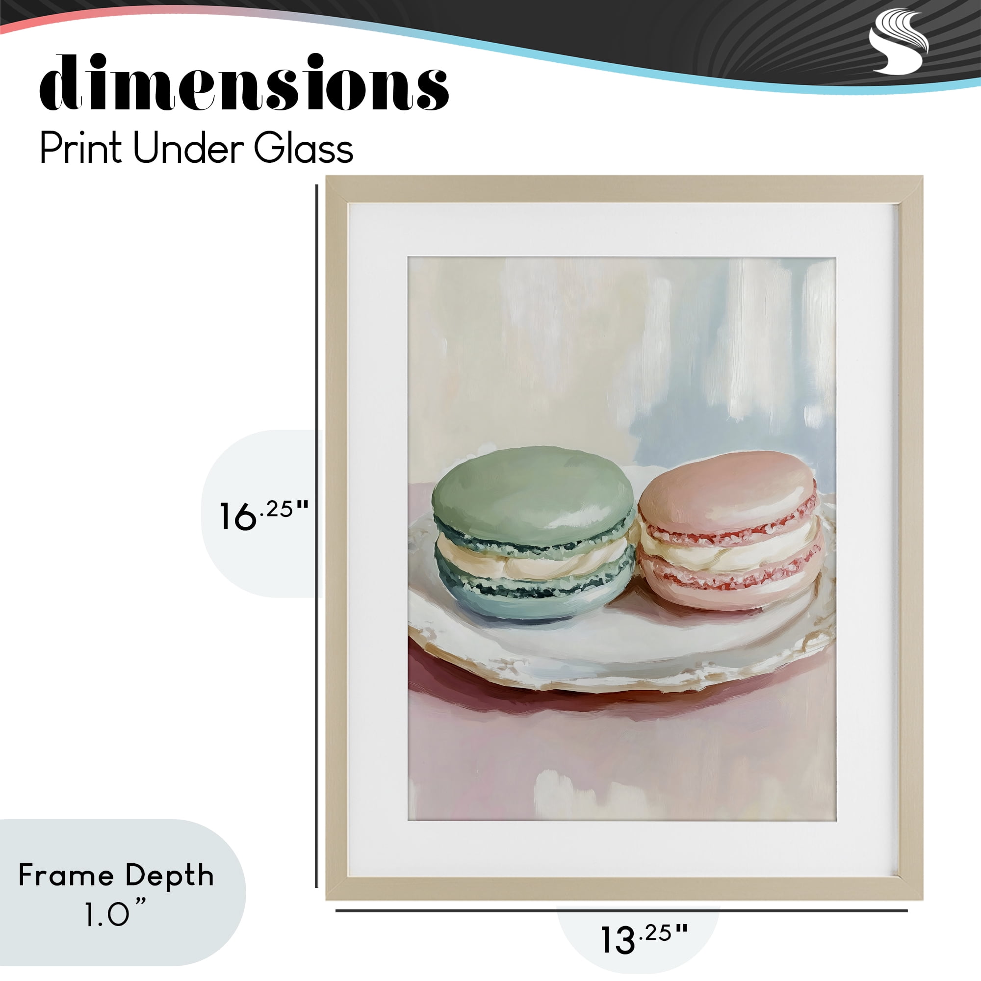 Stupell Industries Pastel Macarons on Plate Birch Framed Print Under Glass, design by The Prints Vibe