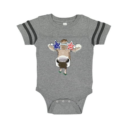 

Inktastic 4th of July Patriotic Cow in Shades Gift Baby Boy or Baby Girl Bodysuit