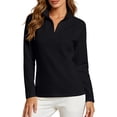 thumbnail image 2 of Bzdzmqm Womens Half Zip Running Shirts Long Sleeve Athletic Workout Tops Stand Collar Slim Fit Stretch Yoga Gym Activewear Casual Fall Winter Daily Wear Travel, Black M, 2 of 9