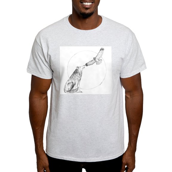 CafePress - Wolf And Hawk Light T Shirt - Men's Classic Graphic T-Shirt