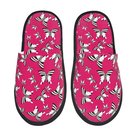 Balery Butterfly Slient Indoor Furry Fleece Comfort House Shoes Soft Non-Slip Home Shoes Cotton slippers House Slippers-- Medium