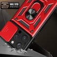 thumbnail image 2 of Reiko Kickstand Ring Holder with Slide Camera Cover TPU Magnetic Car Mount for Apple iPhone 14 Pro in Red, 2 of 4
