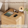 thumbnail image 4 of LGHM Set of 2 Nightstands with Charging Station, 2-Drawer Bedside Tables with USB & Type-C Ports, Mid-Century Modern End Tables for Bedroom, Natural Oak, 4 of 12