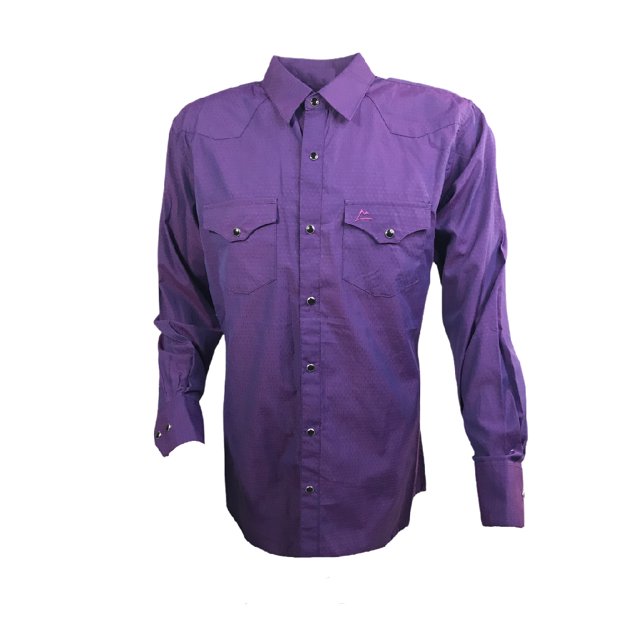 CAMISA CHH030 ICY DENVER ESTILO VAQUERO COLOR MORADA CON ESTAMPADO PUNTOS ROJOS ICY DENVER CHH030 VAQUERO POLIÉSTER