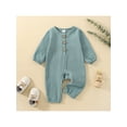 thumbnail image 2 of Cenuakty Baby Boys Girl Romper, Long Sleeve Round Neck Chest Buttons Loose Crotch Button Romper, 2 of 9