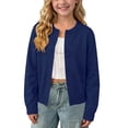 thumbnail image 6 of HAiming Kids Cardigan Button down Shirts Long Sleeve Comfy Loose Casual Solid Color Scoop Neck Blouses Vacation Outwear Tops, 6 of 9