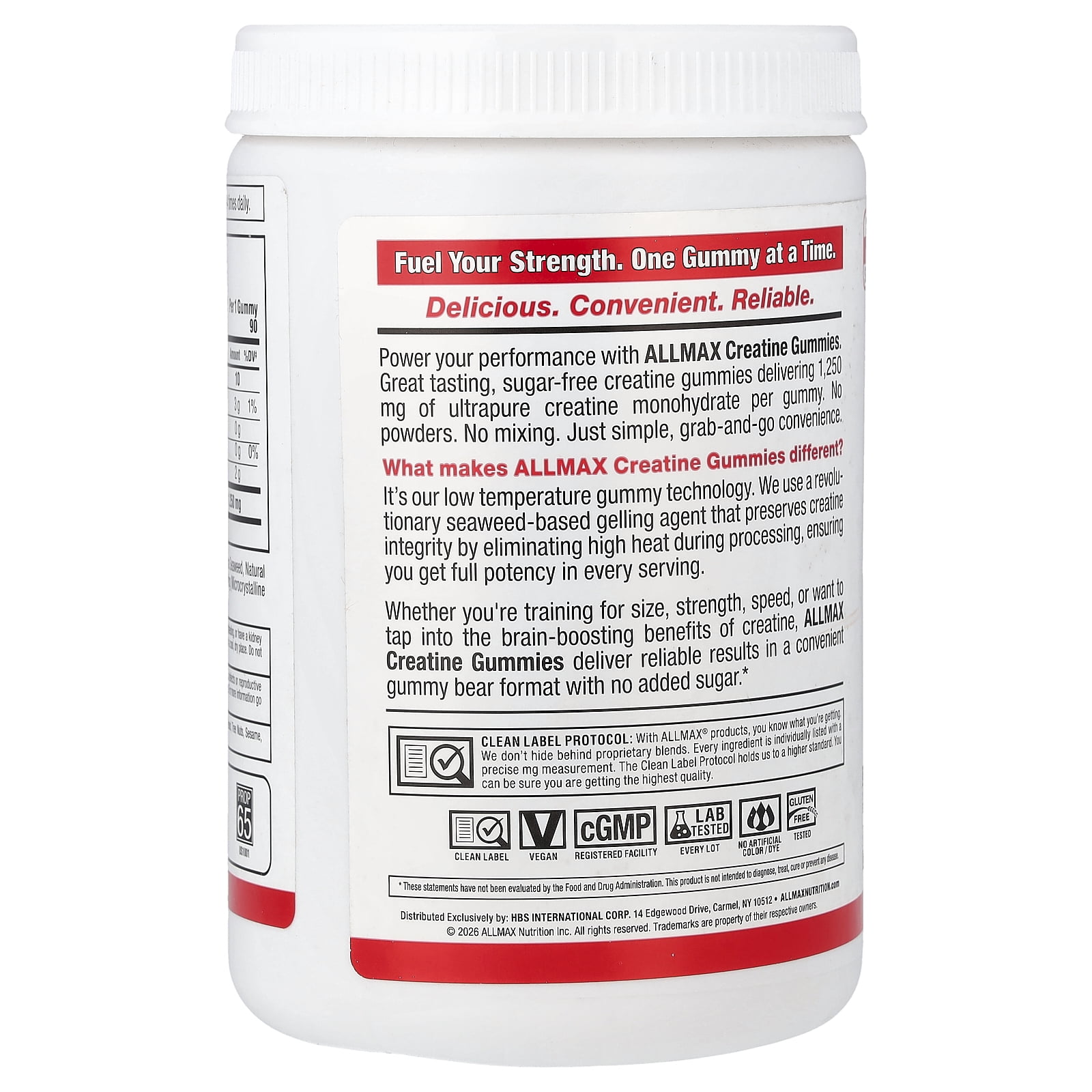 ALLMAX Creatine Gummies, Raspberry Lemonade, 1,250 mg, 90 Gummies