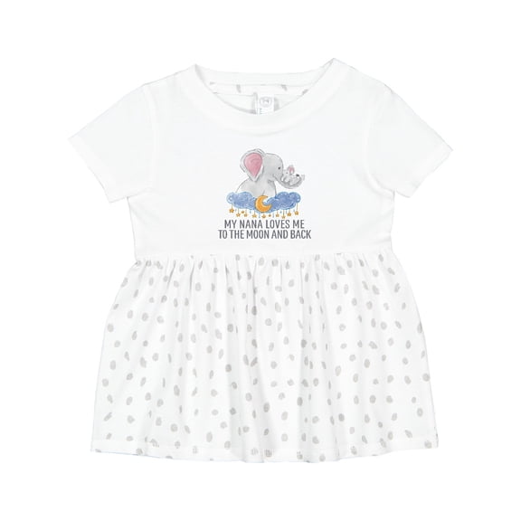 Inktastic My Nana Loves Me to the Moon and Back Elephants in Clouds Girls Baby Dress