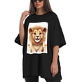 thumbnail image 4 of Plus Size Shirt for Women Black Tops for Women Short Sleeves Shirt for Women Lion T Shirt Crewneck Shirt for Women XL, 4 of 5