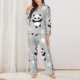 thumbnail image 2 of Vsdgher Pandas Pajamas Set Long Sleeve Sleepwear Womens Button Down Nightwear Pj Sets-Small, 2 of 7