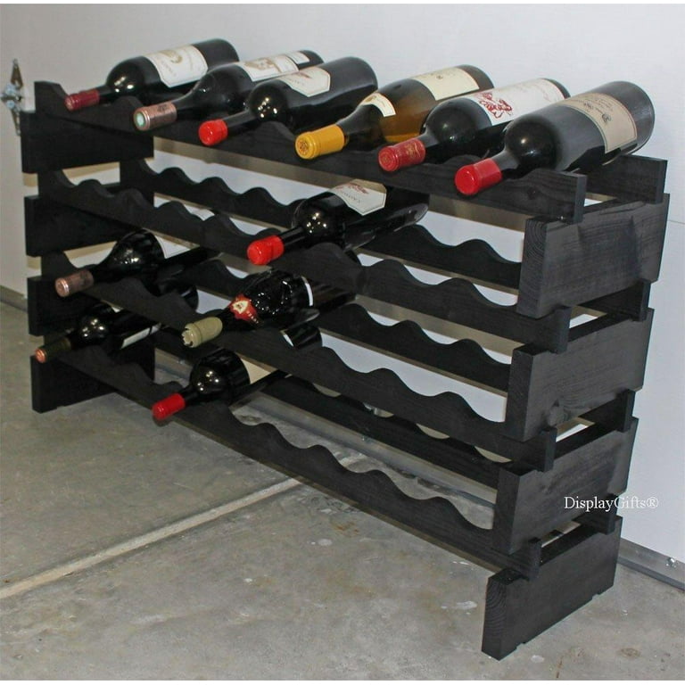 MAGNUM bottle Stackable Modular Wine Rack Storage Stand Wooden Holder Shelves WN50 Black Finish