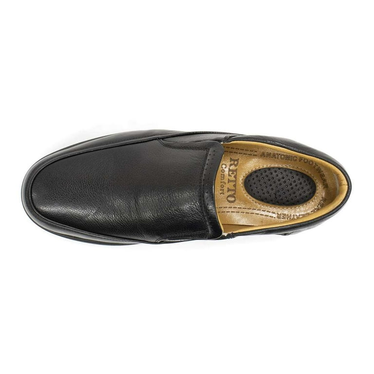 Retto Men's Koy Leather Slip-on Loafer, Black,7 M US