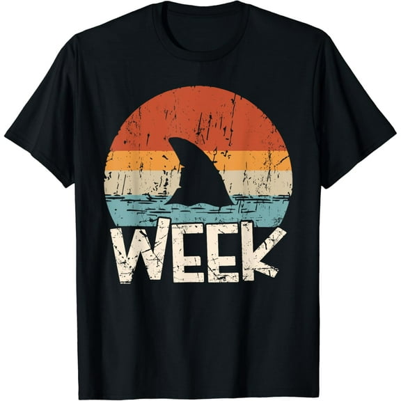 Retro Shark Fin Week Shark Lover Ocean Wildlife Summer Vintage Gifts For Men Women T-shirt