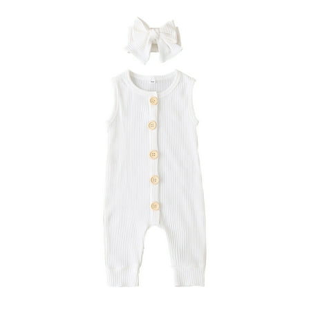 

Yubatuo Infant Newborn Baby Boys Girls Romper Summer Sleveeless Jumpsuit One-peice Suit White 80