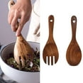thumbnail image 2 of Lindbes Acacia Wooden Salad Servers Rice Spoon Fork Dinner Salad Mixing Cooking Utensils, 2 of 12