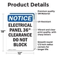 thumbnail image 2 of (2 Pack) Electrical Panel 36 Clearance OSHA Notice Sign 12 Inch X 18 Inch Vinyl Label Decal Sticker Weather Resistant, UV Protected for Workplace, Business, and Construction Site, Made, 2 of 7