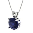 thumbnail image 2 of 3 ct round cut blue sapphire 14k white hypoallergenic Solid gold Designer Everyday Affordable Dainty Necklace Pendant + 16" hypoallergenic Solid gold chain, 2 of 7