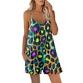 thumbnail image 2 of Wycnly Jumpsuits for Women Dressy Loose Wide Leg Spaghtti Strap Baggy Short Jumpsuits with Pocket Summer Crewneck Sleeveless Leopard Print Mini Trendy Rompers Green xl, 2 of 4