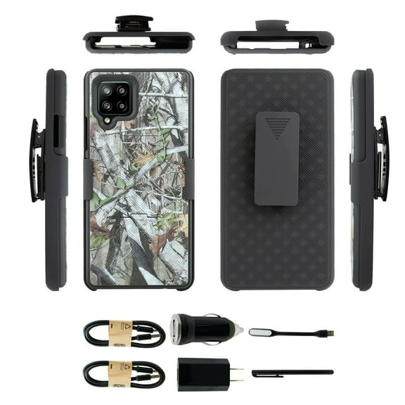 Value Pack ! For Samsung Galaxy A42 5G with Tempered Glass Clip Kickstand Shockproof Slim Shell Holster Hybrid Shock Bumper Case