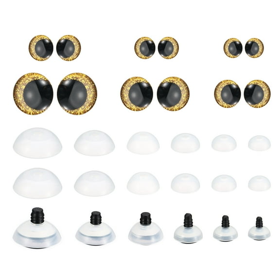 Uxcell 14-30mm Flash Safety Eyes, 34 Set Colorful Crocheting Safety Eyes, Gold