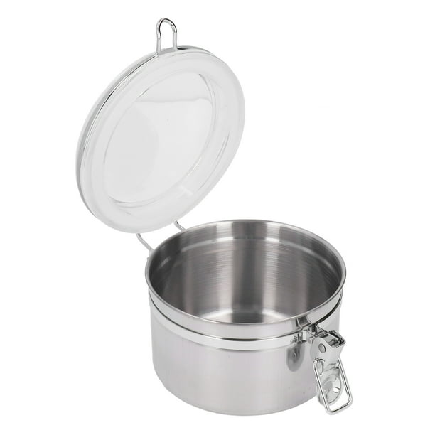 Recipiente De Acero Inoxidable, Frasco De Almacenamiento Hermético Con Tapa Transparente Para Galletas De Harina De Fruta Seca Leche En Polvo Té Café Sellado Contenedor De