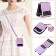 thumbnail image 1 of TECH CIRCLE for Samsung Galaxy Z Flip 3 Case,Synthetic Leather Hard  Bumper Ultra-Thin Shockproof Cover with Long Shoulder Strap for Samsung Galaxy Z Flip 3 5G 2021, Purple, 1 of 7