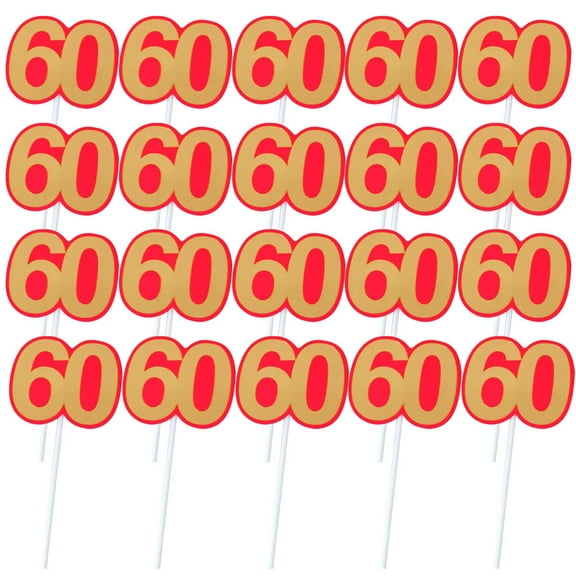 DEEPCRAFF FRCOLOR 20pcs 60 Years Toppers for 60th Birthday Cake Decoration Picks