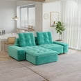 thumbnail image 3 of Sodrens 102" Modular Sectional Sofa Cloud Couch,L-Shaped Modern Frosted Velvet Sofa for Living Room,Apartment and Small Space,2-Seat Sofa with One Ottoman,Tiffany Blue, 3 of 10