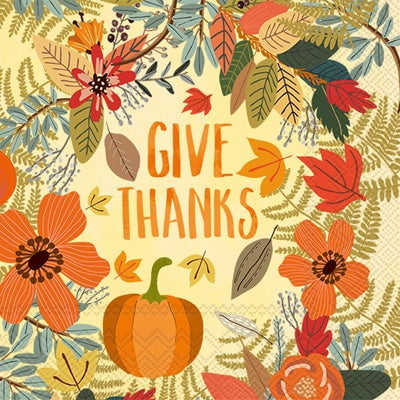 Mia Charro - Give Thanks Floral Lunch Napkin