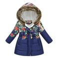 thumbnail image 2 of Xyant Little Girl Winter Dress Coat Fleece Outwear Puffer Jacket with Hood Kid Clothes (Navy,5-6 Years), 2 of 4