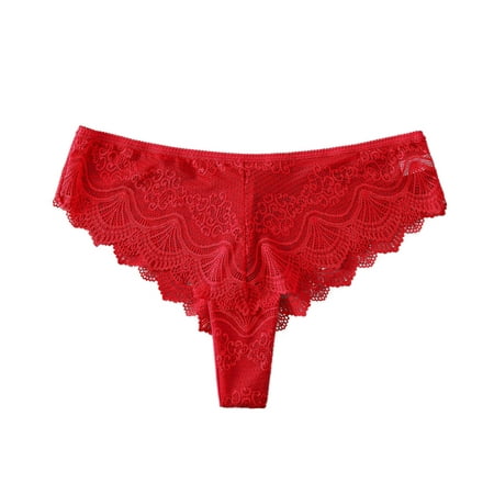 

KaLI_store Ladies Underwear Panties Womens Underwear Cotton Panties for Women Underpants Briefs Hipster Lace Bikini Red S