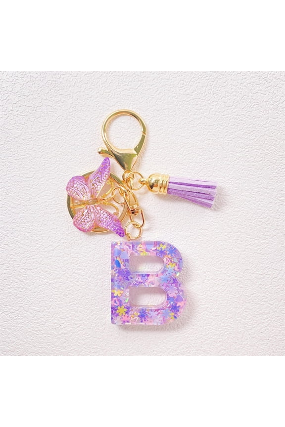 Cute Pink Initial Key Chains for Women Girls, Initial Letter Keychains with Tassel, Charms for Key Purse Handbags Backpacks