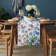 thumbnail image 2 of Blue Spring Floral Table Runner - 36 Inch Long, Kitchen Dining Table Runner Dresser Scarves, Pink Flowers Butterfly Pastoral Farmhouse Decor for Coffee Tables Wedding Party Banquet, 2 of 8