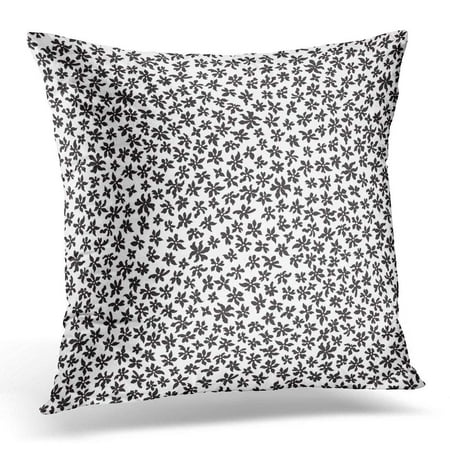 CMFUN Boho Floral Pattern From Small Black Flowers in Chaotic Order Trendy Style White Batik Chintz Abstract Pillow Case Cushion Cover 16x16 (Best Place To Order Flowers From)