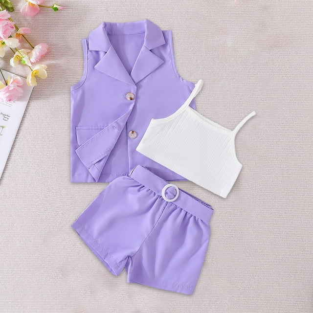 COM1950s Girls Shorts Size 6, 4-7 Yearssummer Girls Jacket + Top + Shorts Three-Piece Set, Girls Shorts Size 7, Girls Jackets 7/8, Girls Jackets Size 6-7