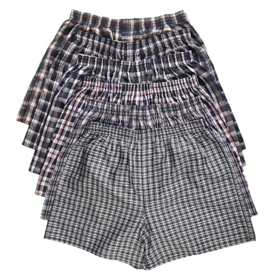 Men's 100% Polyester Comfortable Boxer Shorts Underwear, Blue Assorted L, 3-Pack
