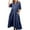 Navy, variant on Women's Midi Dresses 3/4 Length Sleeve V Neck Button down Tiered A-Line Dresses Casual Long Shirt Dress