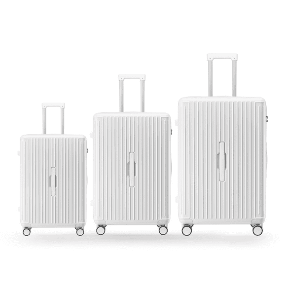 WINGOMART 3-Piece Luggage Set Lightweight Durable PC+ABS Hardshell, Double Spinner Wheels, TSA Lock - 22in/26IN/30in - WHITE