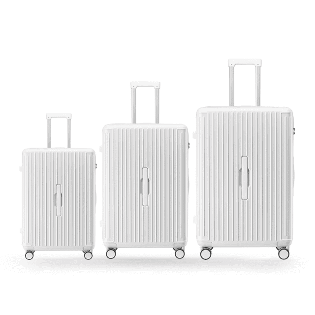WINGOMART Ensemble de Bagages 3 Pcs Léger Durable Coque Rigide PC+ABS, Roues Doubles Pivotantes, Cadenas TSA - 22 Po/26 Po/30 Po - Blanc