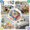 thumbnail image 4 of Colorful Rainbow Tie Dye Spiral Pattern Square Tablecloth,Waterproof Square Table Cover,Wipeable Spillproof Washable Table Cover for Home Kitchen Party Decor 60"x60"(152x152cm), 4 of 6