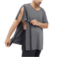 thumbnail image 4 of Mens Post-Surgery T Shirts with Pocket Short Sleeve Crewneck Tees Tops Casual Solid Color Open Side Button Breathable Basic Tshirts Shirt, 4 of 8