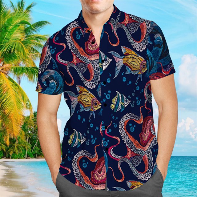 Camisa con estampado Folral, blusa informal de moda con botones de solapa de manga corta para verano