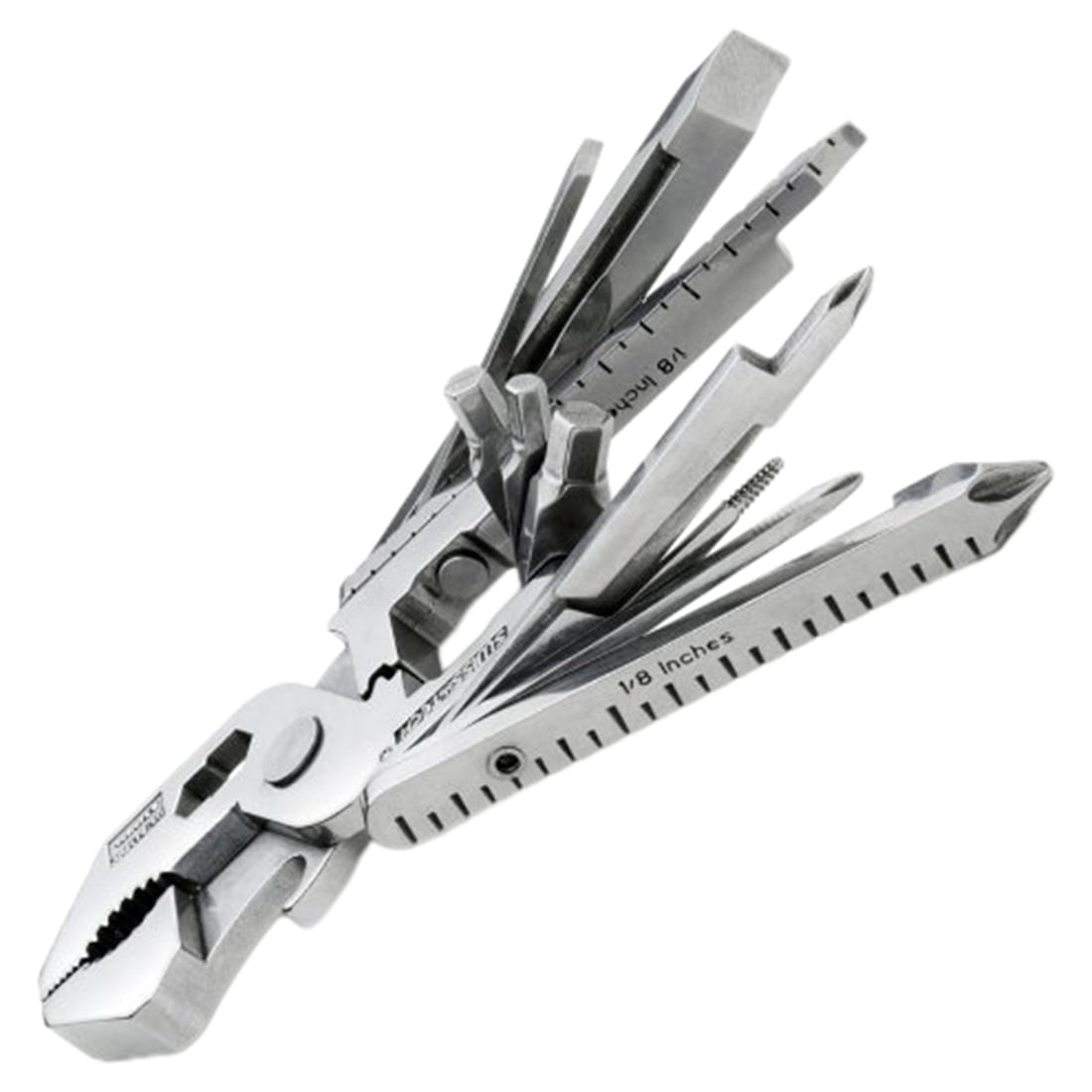 Pocket Multi-Tool Kit (22-in-1) Tool with Wrenches, Allen Drivers, Hand Drill and More, Solid Steel Construction, Polished Stainless Steel