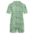 thumbnail image 4 of Birdeem Ensembles de Pyjama pour Femmes 2 Pcs Femmes Décontracté Imprimé Col Rabattu Manches Courtes Blouse Mode Pantalon Court Ensemble de Pyjama, 4 of 12