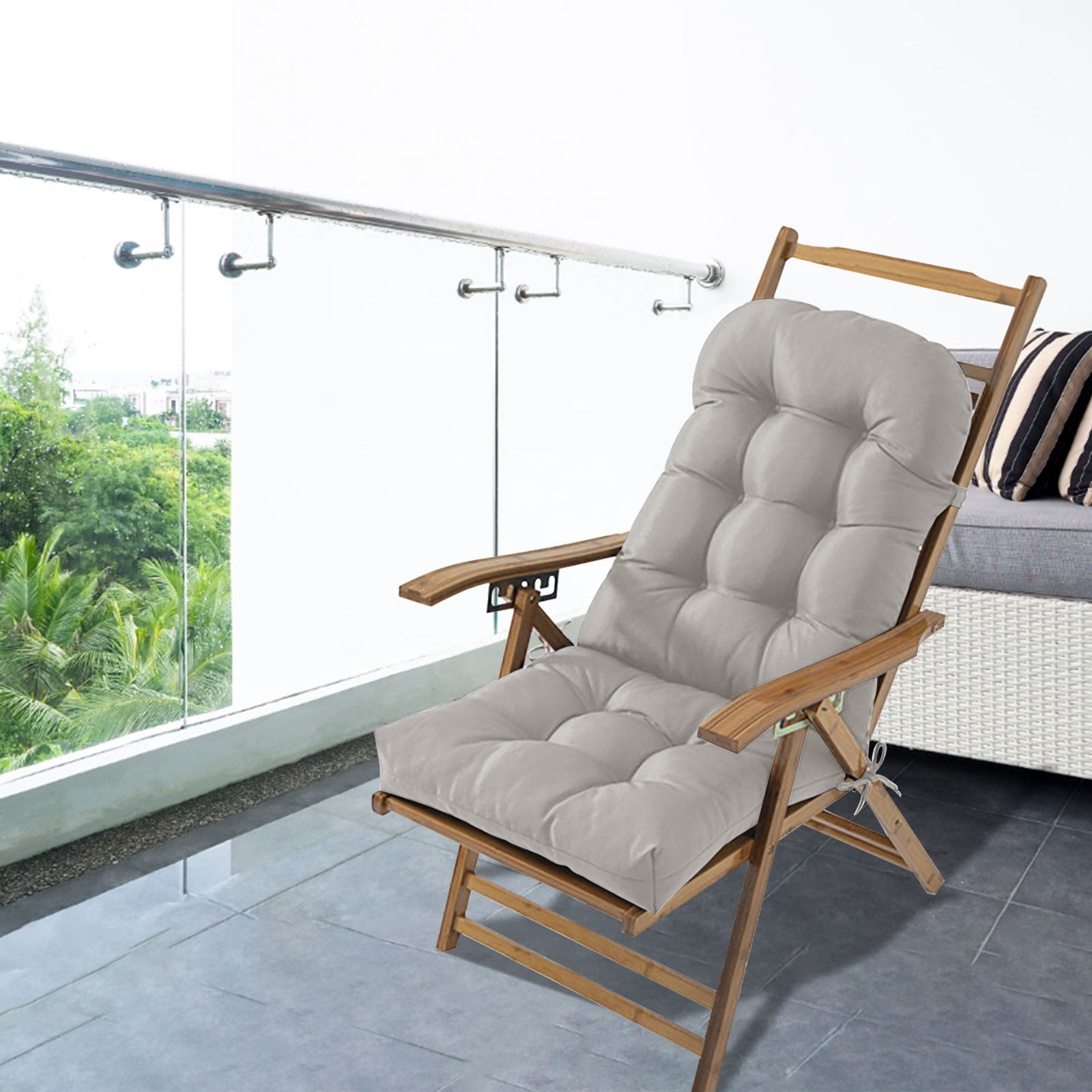 2pcs Chair Cushion,Rocking Chair Cushions,AZXY Waterproof Lounge Chair Cushion,Fade-Resistant Chaise Lounge Cushions for Indoor Outdoor Patio Tatami,Gray