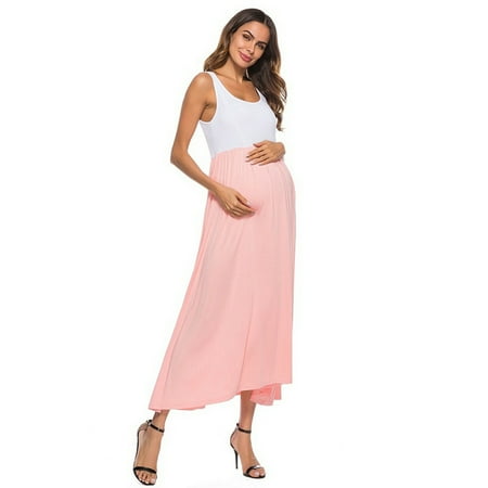 

Binmer Pregnant Women Clothes Sleeveless Vest Soild Color Maternity Casual Sexy Dress