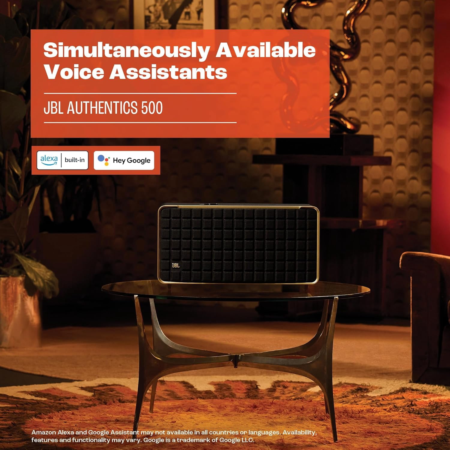 Open Box JBL Authentics 500 - Hi-fidelity smart home speaker with Wi-Fi, Bluetooth and Voice Assistants with retro design - Black