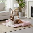 thumbnail image 2 of allisandro Calming Furniture Protector Dog Bed with Soft Neck Bolster, Waterproof Faux Fur Couch Cover with Removable Cover, 35 x 33 x 5 Inches, Pink, 2 of 5