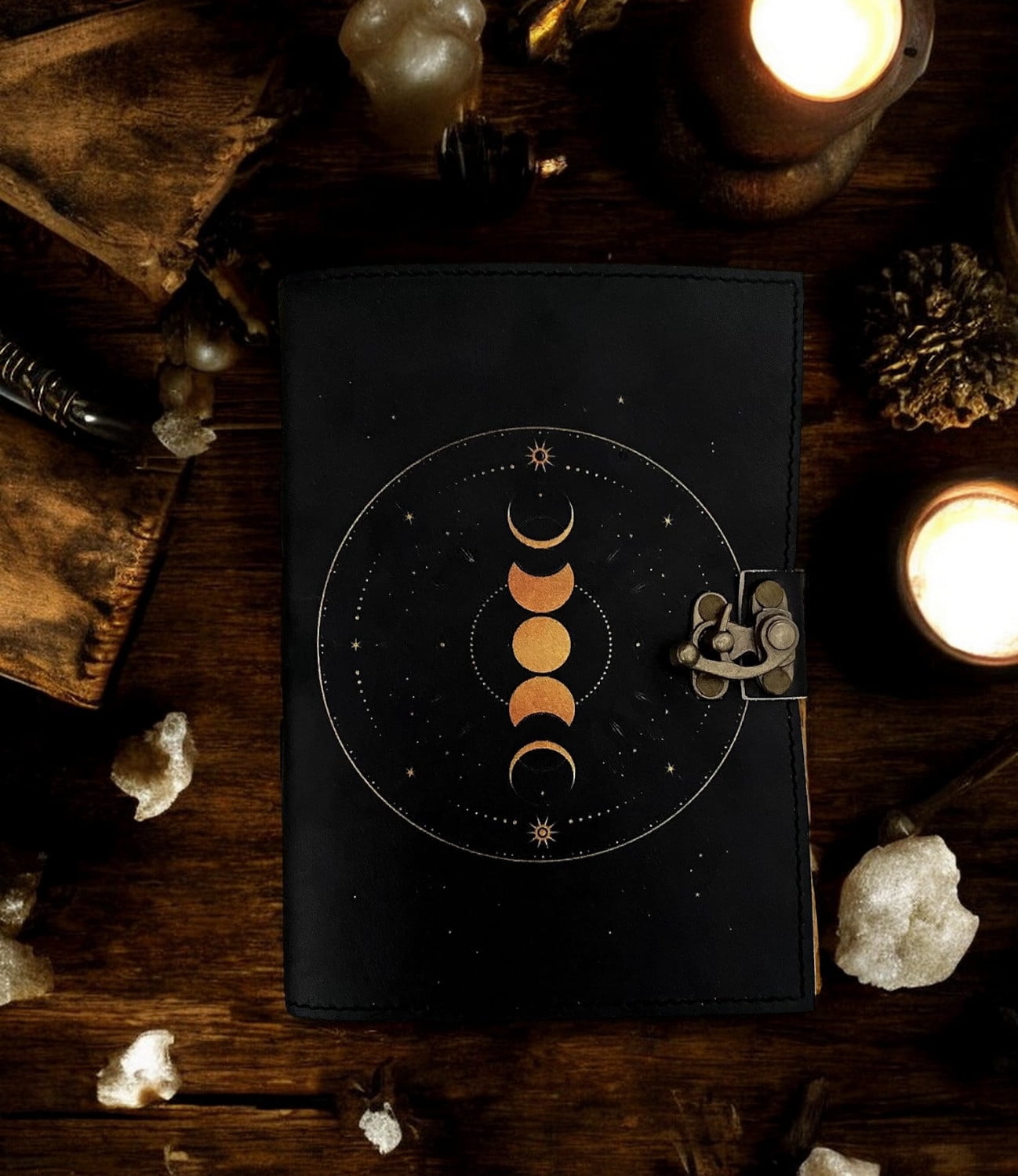 Blank Spell Book of Shadows Journal Grimoire Moon Phases Prayer Pagan Antique Witchcraft Supplies Wiccan Notebook Daily  7x5 inch 200 Pages